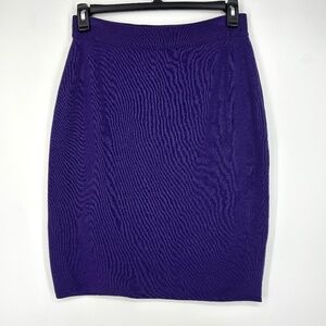 The Works Womens Large Medium Vintage Sweater Knit Skirt Purple 100% Wool Italy